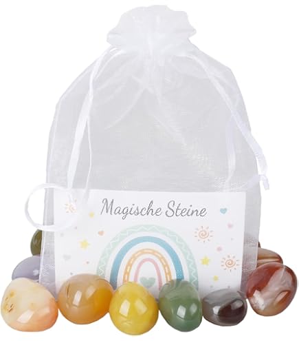 12 geluksstenen voor kinderen, cadeautje voor kinderverjaardag, incl. edelstenen, garenzakjes, wenskaart, kleuterschool, school, doop, communie, bruiloft of kerstcadeau, kindergeluk 12 geluksstenen voor kinderen, cadeautje voor kinderverjaardag, incl. edelstenen, garenzakjes, wenskaart, kleuterschool, school, doop, communie, bruiloft of kerstcadeau, kindergeluk