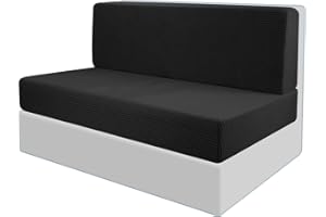 GIONAR funda de cojín para caravana (1 juego), color negro con cremallera, fundas elásticas para asiento de autocaravana