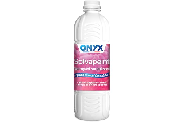 Onyx - Solvapeint - Nettoyant Multi-Surfaces Surpuissant, Dissolvant, Décapant Peinture, Matériel de Peinture (Pinceaux, Pistolet à Peinture), Efficace sur Peinture Sèche - Fabrication Française - 1L