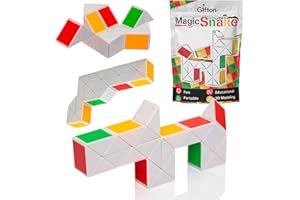 Gifton - Fidget Toy Pack - Magic Snake Ruler Cube 3D Twist Brain Teasers IQ Toys Colorful Puzzle Game - Party Bag Toys Gift for Kids Boy Girl Teens Son Daughter Christmas Stocking Filler (1 Supplied)