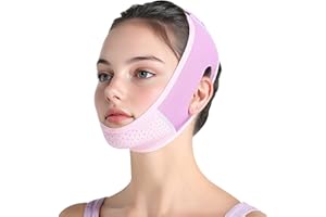 PROBUK V Line Lifting Mask,Reductor de Barbilla Doble Reutilizable, Vendaje Cinturón de Estiramiento Facial, Correa Adelgazante Facial, Banda de Ajuste de Cara de Barbilla en Forma de V（Púrpura）
