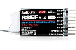 Radiolink R8EF RC Empfänger 2.4 Ghz SBUS/PPM/PWM 8 Kanäle große Reichweite bis zu 2000m für Flugzeug kompatibel mit RC8X/RC6GS V3/RC4GS V3/T8FB/T8S/T16D/T12D