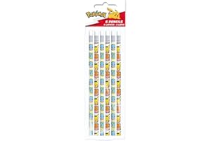 CYPBRANDS CyP Brands-Pokémon, Matite con gomma, Set di 6 matite, Materiale per scrivere, Matite, Mutlicolor, Prodotto ufficiale