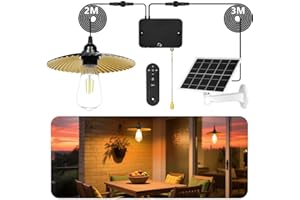 HOTUT Lampada solare da esterno ed Interno, Lampadario Solare con Telecomando e Timer, IP54 Impermeabile Lampada Solare con Sensore per Giardino, Agriturismo, Garage, Balcone, Dimmerabile