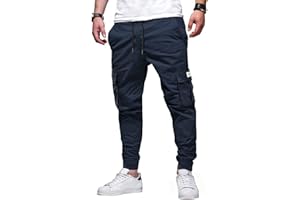 AlvaQ Cargo Work Trousers Mens Casual Work Pants Sweatpants Men Sports Bottoms with Pockets 32-40
