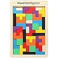 eS³kube Wooden Tetris Puzzle Brain Teaser Toy Colorful Jigsaw Game Montessori Intelligence Educational Gift for Baby- Toddlers, Kids 2-6 Years Old Boys Girls - 40 Pcs, Multi Color