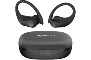 Boompods Sportpods Ocean Bluetooth Kopfhörer - Kabellos Sport-Ohrhörer mit ENC-Mikrofon, IPX4 Wasserdicht und 25 Std Akkulaufzeit, Schweißresistent In-Ear Kopfhörer für Fitness & Training, Schwarz