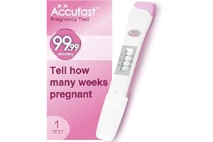Accufast Pregnancy Test for Early Detection with Week Indicator to Tell You How Many Weeks Pregnant, hCG Urine Test with 99.99% Accurate & Quick Result (1 Test)