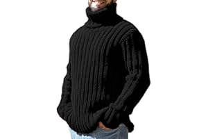 Runcati Męski sweter z golfem, z dzianiny, wzór warkocza, na jesień, zimę, gruby krój, jednokolorowy