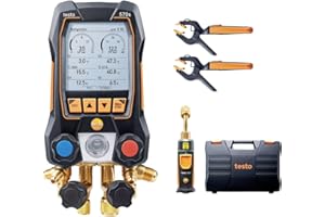 Testo HVAC Manifold Gauge Set - 570s Micron Gauge for Long-Term Measurement on Air Conditioning, Heat Pumps - Bluetooth, App-Connection