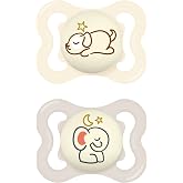 MAM Supreme Pacifier for Babies 2-6 Months, Bright Neutral, 2 pcs | With Ventilated Shield that Glows in the Dark, Extra Thin