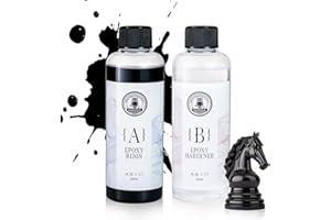 SANAAA Résine époxy Noire 474 ML, résine époxy Haute Brillance sans Bulles, résine époxy de Table pour l'artisanat, Le Moulage, Le Bricolage, l'art en résine, Les moules, Les Bijoux (237 ML x 2)