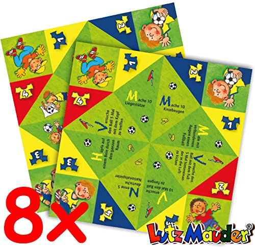 8x Faltspiele * HIMMEL und HÖLLE * mit den Motiv: FUSSBALLER FRITZ FLANKE aus dem Lutz Mauder Verlag // 10200 // Spiele zum Kindergeburtstag Kinder Geburtstag Mitgebsel Geschenk Party Set Jungen Fussball