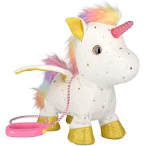 YH YUHUNG Jouet Licorne Interactive Marchante – Peluche Licorne Lumineuse Avec Laisse Télécommandée, Sons, Clignotements – Cadeau Fille 3 4 5 6 Ans+