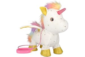 YH YUHUNG Jouets cadeau licorne pour filles de 4 à 6 ans, peluche licorne interactive lumineuse qui marche, laisse avec télécommande, peluche électronique avec lumières, rythmes musicaux et ailes mobiles