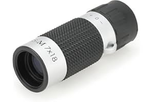 Kenko CRM01 Ceres-M Monocular, 7 x 18, 7 Times, 18 Calibration, Compact Design, Weight: 1.2 oz (35 g), Case and Strap Included, Silver