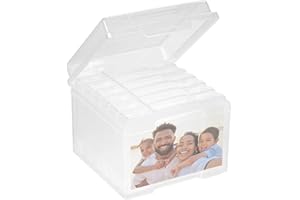 GEMMAHW Storage Box 7" x 5", 6 Inner Photo Keeper, Clear Plastic Boxes for Craft Puzzle Sticker Photograph Organizer