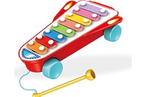 FLEX VALUE Flex Happy Rocket Xylophone Toy, Kids Educational Musical Toy , Early Age Learning Toy, Pull Along Musical toy, Learn Colour While Play, Eight Keys Multiclour Xylophone To Tap On (Red)