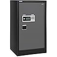 Rubik Safe Box Large Dual Security Fire Resistant Locker for Money Documents Home Office (Size 80x48x40cm) Black/Grey