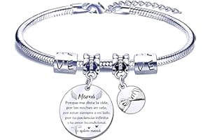 FGHJK Pulsera para Mamá Dia de la Madre Pulsera Mamá Personalizada Regalo Dia de la Madre Dia de la Madre Regalos Originales Pulsera Mamá e Hija Regalo de Cumpleaños para Mamá Acero Inoxidable