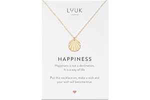 LUUK LIFESTYLE Collares de acero inoxidable con diferentes colgantes y tarjeta HAPPINESS, amuletos de la suerte, amistad, regalos, joyas de mujer, oro, plata, oro rosa