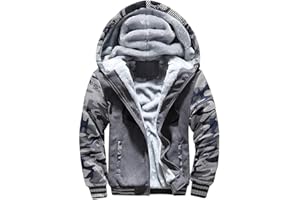 LEZUAN Hombre Hoodie de Invierno Manga Larga Sudadera con Capucha Pullover con Cremallera Completa Sudaderas con Capucha de Forro Polar Cómoda Chaqueta Gruesos Cálido Abrigo