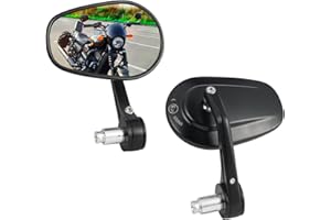 LOKLISUM Rétroviseurs de Guidon de Moto avec Homologué E, 7/8" 22mm Aluminium Rétroviseurs Latéral Universels Compatible avec Scooter Roller ATV SV650 Z800 Z900 GSX-8S GSF1200 MT03 XSR125 FZ6 CB500F
