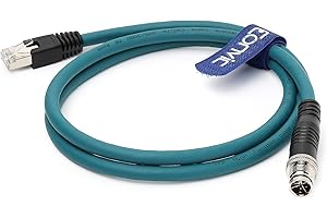 Eonvic Cognex - Cable Ethernet M12 X-Type macho de 8 pines a RJ45 Cat-7e de alta flexibilidad (1 m, azul)