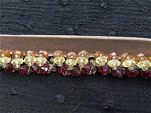 Designer Beaded Red / Green /Gold Trim For Curtain Blind Bead Fringe Trimming