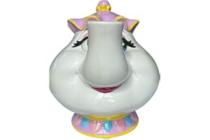 HÔMADICT LYO Salvadanaio Walt Disney La Bella e la Bestia Signora Samovar Ceramica 675DIS001 Bianco Rosa e Giallo, Taglia Unica