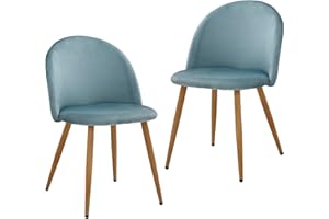 GrandCA HOME Set di 2 Sedie da Pranzo in Velluto, Sedie da Cucina con Cuscino del Sedile in Morbido Velluto, Sedie da Pranzo Laterali Imbottite per Soggiorno, Verde