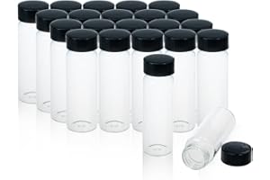 ALWSCI 20 Pcs 30 mL Clear Glass Sample Vials Sampling Bottles 24 mm Black Closed Top PP Cap, PE Liner Sample Container Laboratory Vial 27.5 × 84 mm
