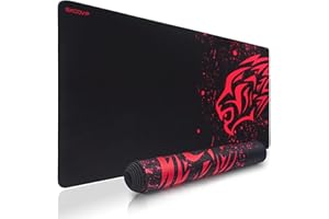 EXCO Red Leopard Extra Long Large XXL Gaming Tapis de Bureau Tapis de Protection en Caoutchouc antidérapant Tapis de Souris avec Motifs pour Bureau et Joueurs 14674