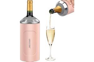 LOGEEYAR Enfriador de Vino con Tapa，Enfriador de Champán, Enfriador Portátil de 750ml para Champán y Botellas de Vino, Mantiene el Vino y las Bebidas Frías, Regalos para amantes del vino-Rosa