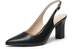 DREAM PAIRS dam Slingback klackar Chunky blockklackar spetsiga slutna pumps bekväma arbets- och kontorsskor fest brudskor