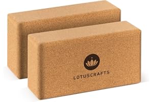 ‎LOTUSCRAFTS Lotuscrafts® Yoga Block Kork 2er Set oder Einzeln, Korkblock in 2 Größen, Made in Portugal, 100% Natürliche Yogablöcke aus Kork, Yoga Zubehör für Anfänger & Fortgeschrittene