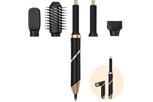 DINTO 5 in 1 Air Styler, Hot Air Brush, Hair Dryer Brush, Thermal Brush Magic Styler, Rotating Hair Dryer Brush, Hair Styling Appliances, Hair Styler, Straightening Brush (5 in 1 Black)