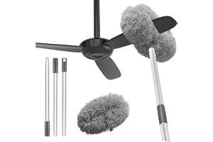 Maxoshine Fan Cleaner Brush with Long Rod Flexible Fan Cleaning Mop Microfiber Dust Cleaner Foldable Duster for Home Cleaning Microfiber Duster for Cleaning of Home, Kitchen, Car, Ceiling (Grey)