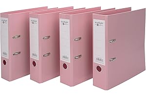 PLASTOREG Eastlight A4 Pastel Premium Lever Arch File Pink, Pack of 4