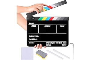 FGen Filmklappe, Szene Acryl Filmklappe, Bunte Regisseurklappe 30X25cm Regieklappe, Szenenklapperboard, Filmnacht-Requisite, für DIY-Videoproduktion, Shoot Requisiten,Fernsehserie, Werbespots