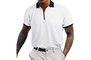 Suwangi Men's Zip Polo Shirts Moisture Wicking Short Sleeve T-Shirt Breathable Quick Dry Golf Shirt Sports Athletic Tennis Performance