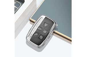 HooRLZ Jaguar Key Fob Cover For LanD Rover Discovery Sport Range Rover Evoque Jaguar XF XJ XJL F-Pace, 5 Button TPU LanD Rover Key Cover, Range Rover Key Cover Silicone - Sliver