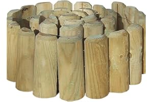 PaMeer-Natural Wooden Border Edging, Roll Log Roll Border Edging, Flexible Garden Borders Edging, Garden Fence, Lawn Edging Border Wooden 1.8m x 15cm