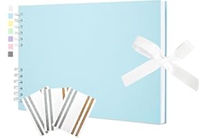 Hiwhy Album fotografico per ritagli 40 pagine bianche Libro dei ricordi 29 x 21,5 cm Libro degli ospiti Album per ritagli Accessori con adesivi angolari per Baby Shower, Matrimonio, Viaggi