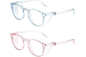 YUXIANLB Lot de 2 lunettes de sécurité anti-buée pour infirmières et femmes – Lunettes de protection contre la poussière et les UV pour homme et femme (rose et bleu)