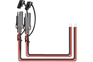 iMESTOU Cable de Extensión Automotriz de Alimentación SAE de 16 AWG 2 Pines de Desconexión Rápida Conector CC Enchufe 12V 30CM con Tapa Impermeable para Motocicleta Coche Batería Jump Starter
