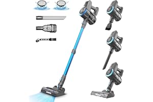 YISORA Aspirateur Balai sans Fil N300, 20KPa & 2 Vitesses, Aspirateur sans Fil 175W, Aspirateur Léger, 40Min Autonomie, 6 en 1 Aspirateur Balai sans Sac pour Les Poils d'animaux, Tapis, Canapé, Voiture