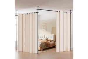 LIROPAU Raumteiler Hängend Gardinenstange ohne Bohrung Raumtrenner 289 x 305cm, verstellbare Raumtrennende Vorhanstange Sichtschutz für Wohnzimmer, Schlafzimmer oder Büro 122-305cm(H) 71-289cm(B),ohne Vorhang