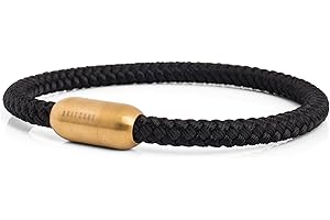 Akitsune Silva Bransoletka nylonowa, średnica 5 mm, bransoletka damska/męska, ze stali szlachetnej zapięcie magnetyczne, matowo-srebrna