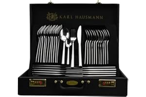 KARL HAUSMANN Set di Posate Acciaio Inox - 72 Pezzi - 12 Persone - Servizio set Forchette Cucchiai e Coltelli - Lavabile in Lavastoviglie - Con Valigetta con Posate da Tavola e Paletta per Torte